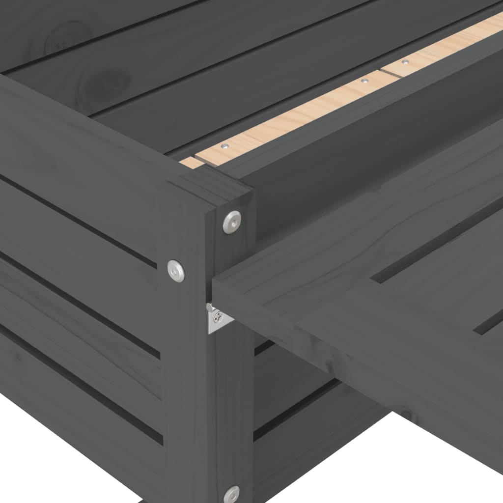 vidaXL Pflanzkasten mit Klappbarer Tischplatte Grau Massivholz Kiefer