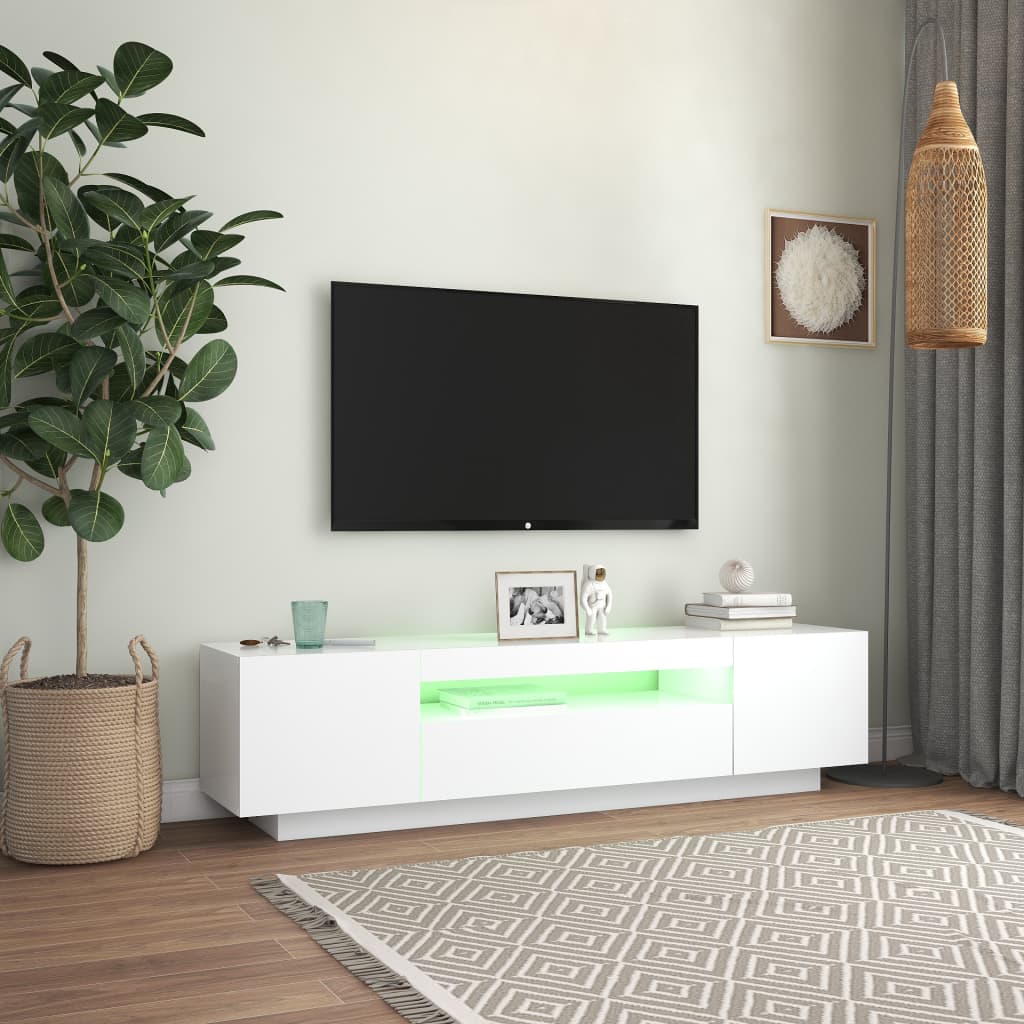 vidaXL TV-Schrank mit LED-Leuchten Weiß 160x35x40 cm