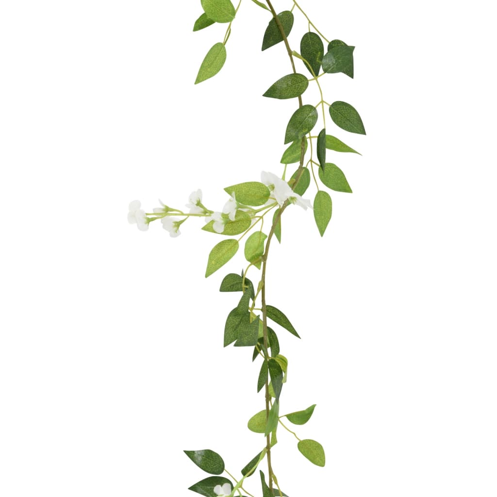 vidaXL Künstliche Blumengirlanden 6 Stk. Weiß 200 cm
