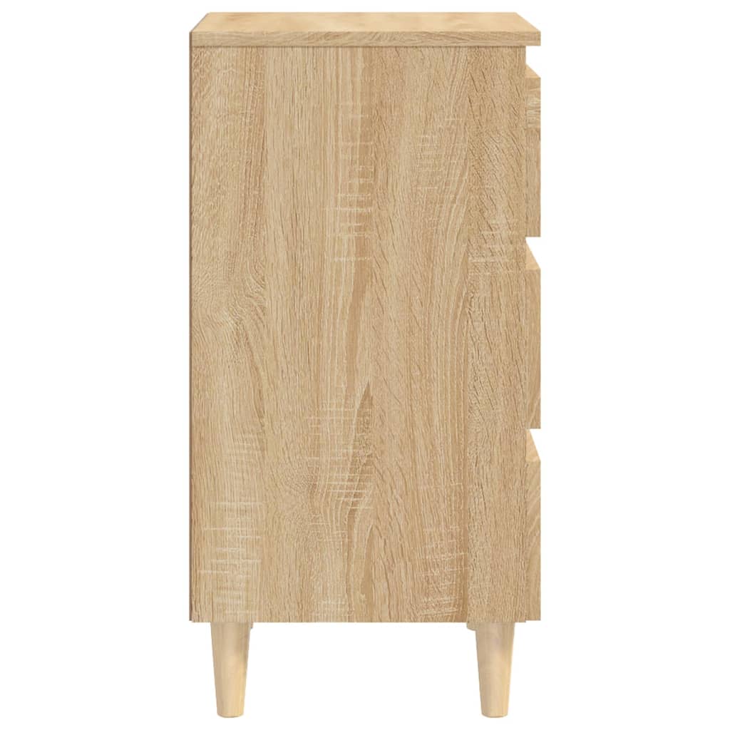 vidaXL Nachttisch mit Massivholz-Beinen Sonoma-Eiche 40x35x69 cm
