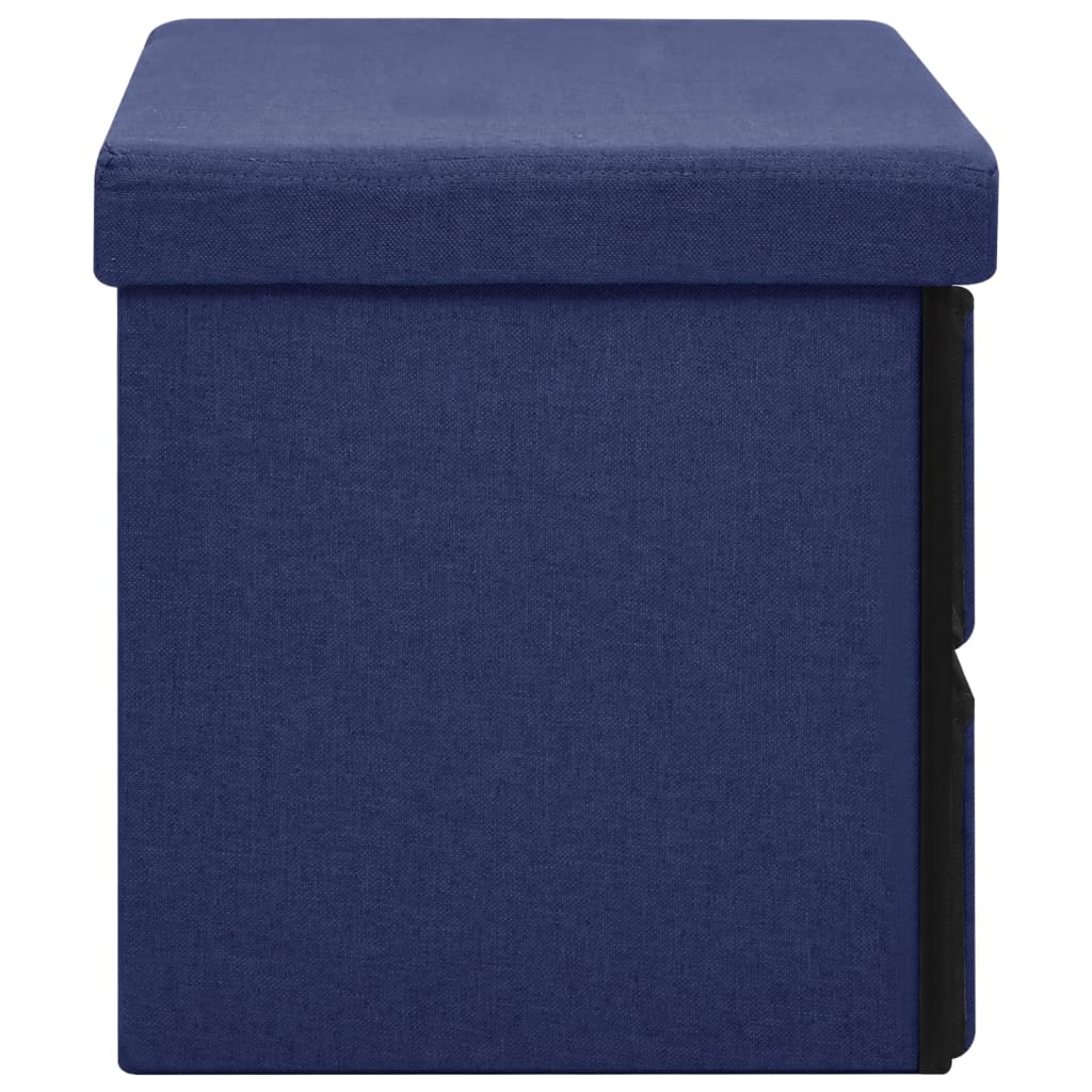 vidaXL Faltbare Sitzbank mit Stauraum Blau 76x38x38 cm Leinenoptik