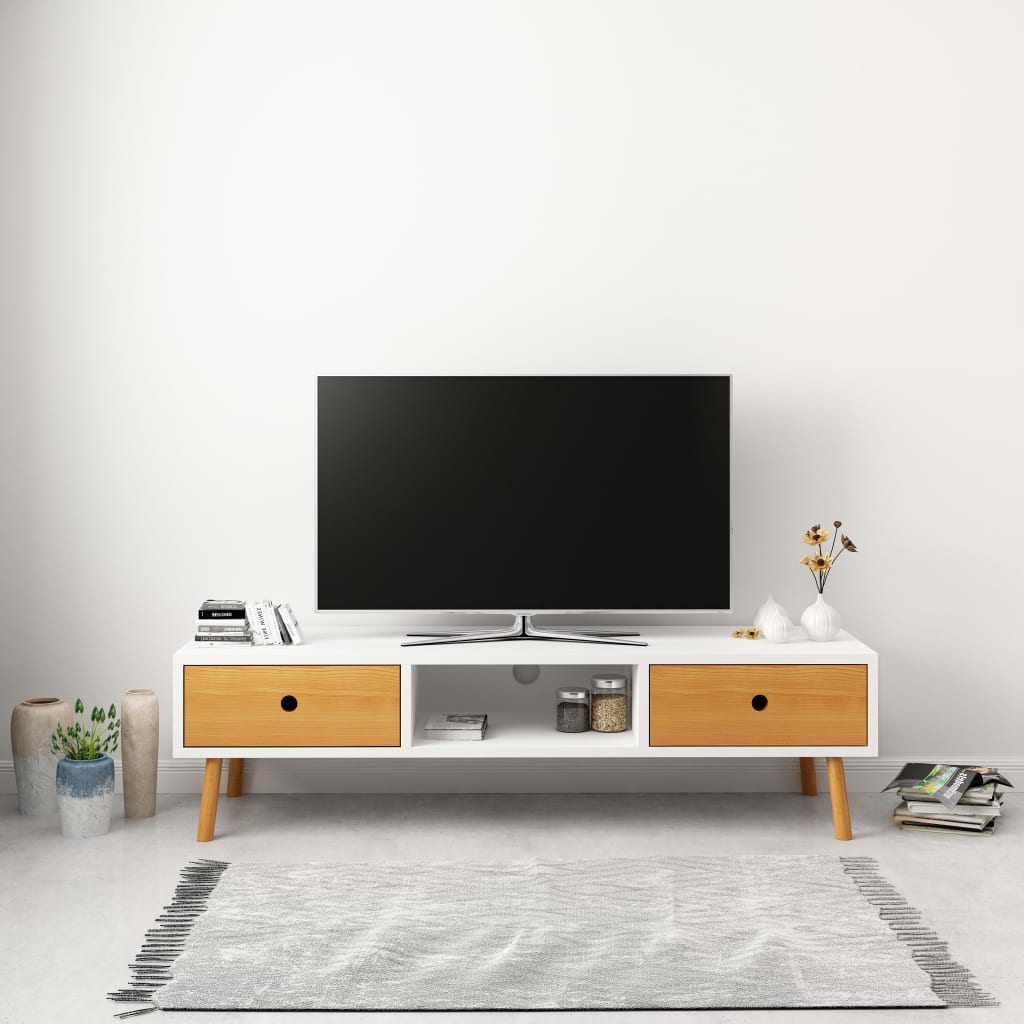 vidaXL TV-Schrank Weiß 120 x 35 x 35 cm Massivholz Kiefer