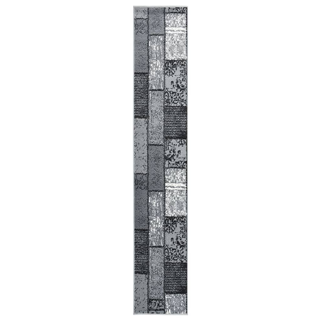 vidaXL Teppichläufer BCF Grau mit Blockmuster 60x500 cm