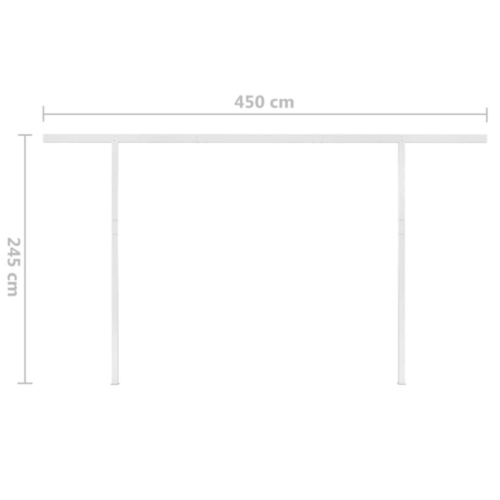 vidaXL Markise Manuell Einziehbar mit Pfosten 4,5x3,5 m Gelb & Weiß