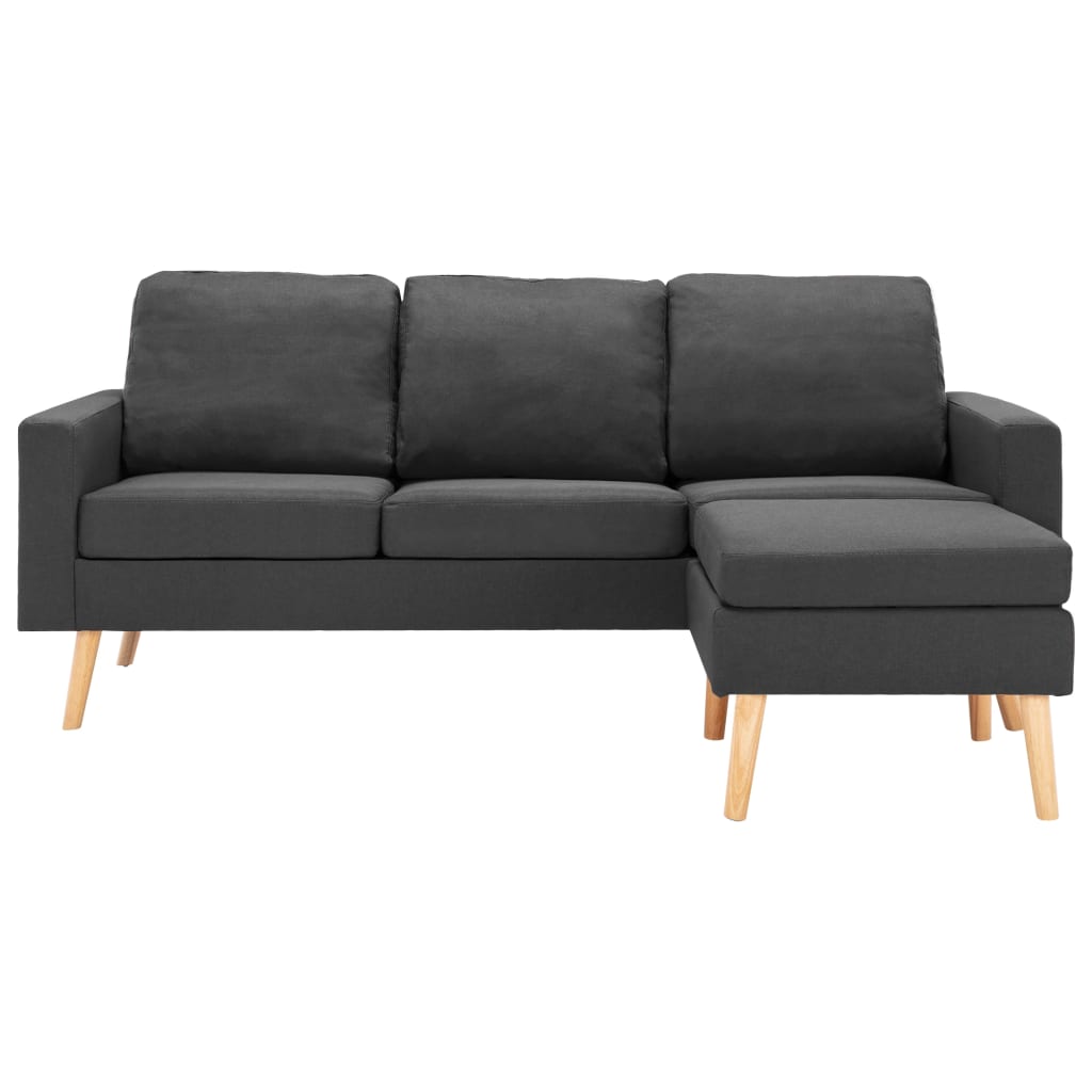 vidaXL 3-Sitzer-Sofa mit Hocker Dunkelgrau Stoff