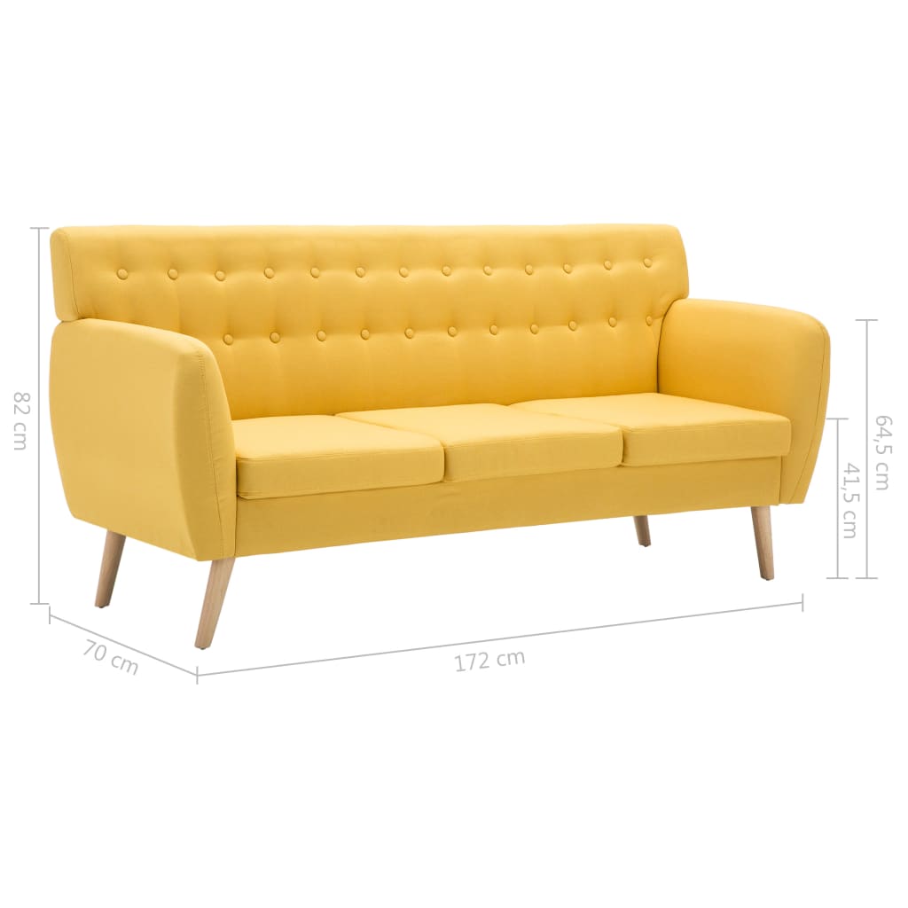 vidaXL 3-Sitzer-Sofa Stoff 172x70x82 cm Gelb