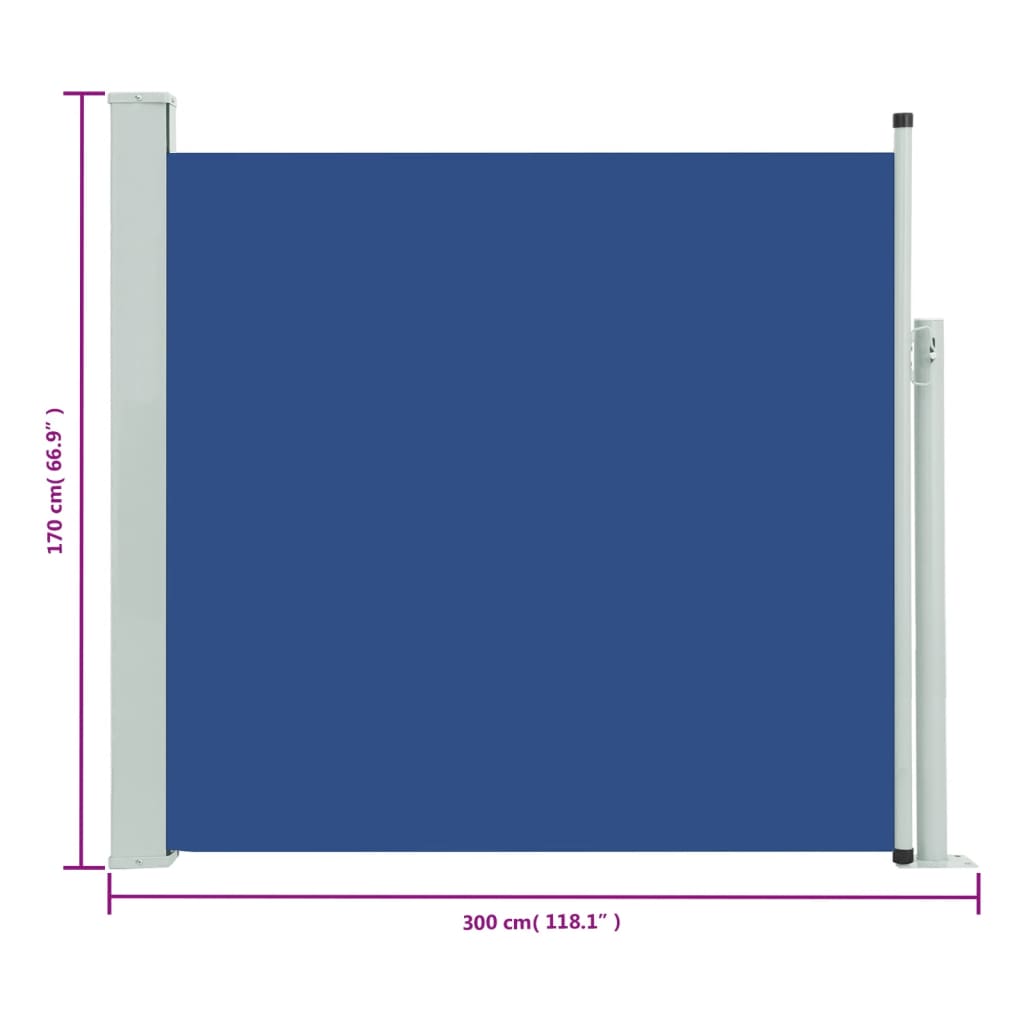 vidaXL Seitenmarkise Ausziehbar 170x300 cm Blau