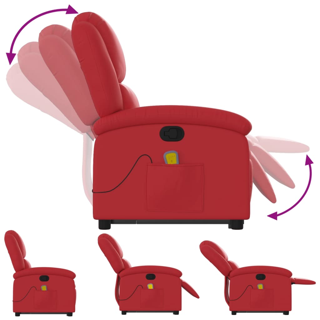 vidaXL Massagesessel mit Aufstehhilfe Rot Kunstleder