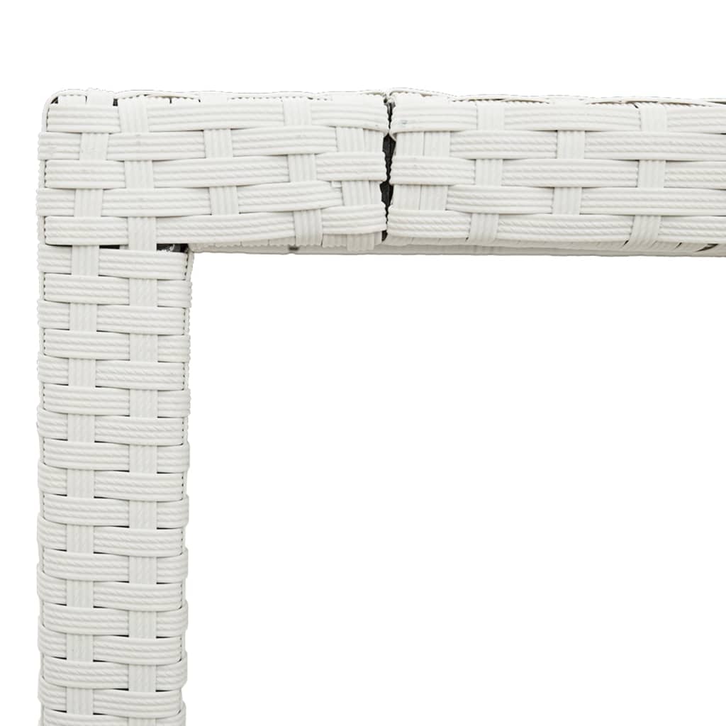 vidaXL Gartentisch mit Glasplatte Weiß 150x90x75 cm Poly Rattan