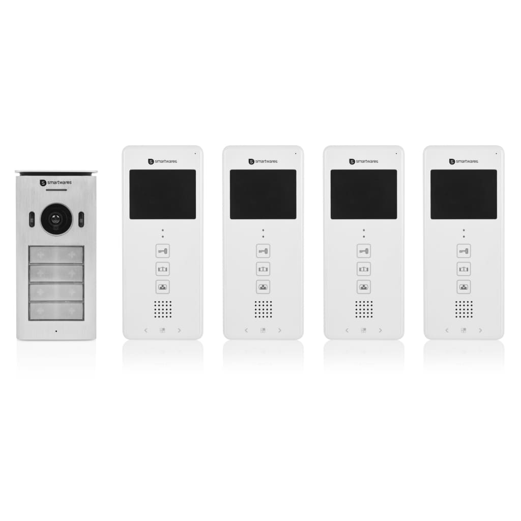 Smartwares Video-Gegensprechanlage für 4 Wohnungen 20,5x8,6x2,1cm Weiß