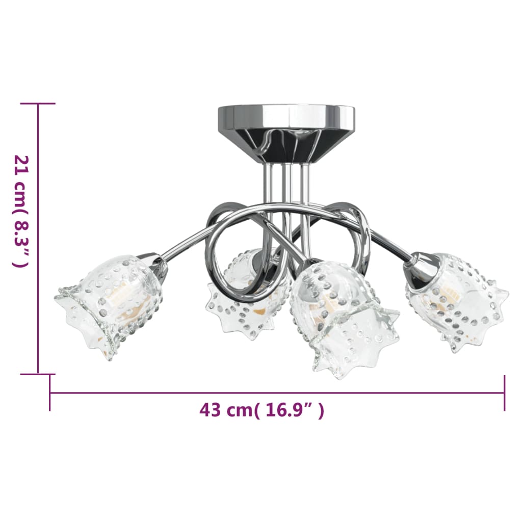 vidaXL Deckenleuchte mit Glasschirmen in Blumenform für 4 G9 LEDs