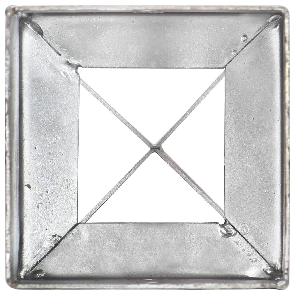 vidaXL Erdspieße 2 Stk. Silbern 10×10×76 cm Verzinkter Stahl