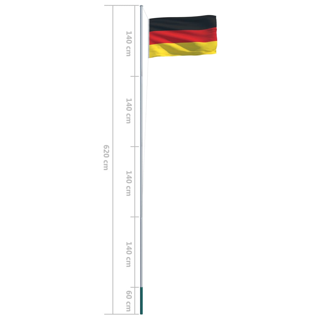 vidaXL Flagge Deutschlands und Mast Aluminium 6,2 m