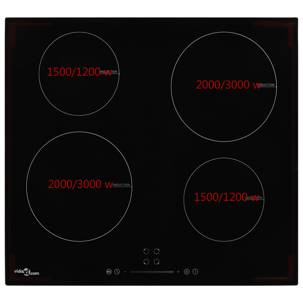 vidaXL Induktionskochfeld mit 4 Platten Touch Control Glas 7000 W