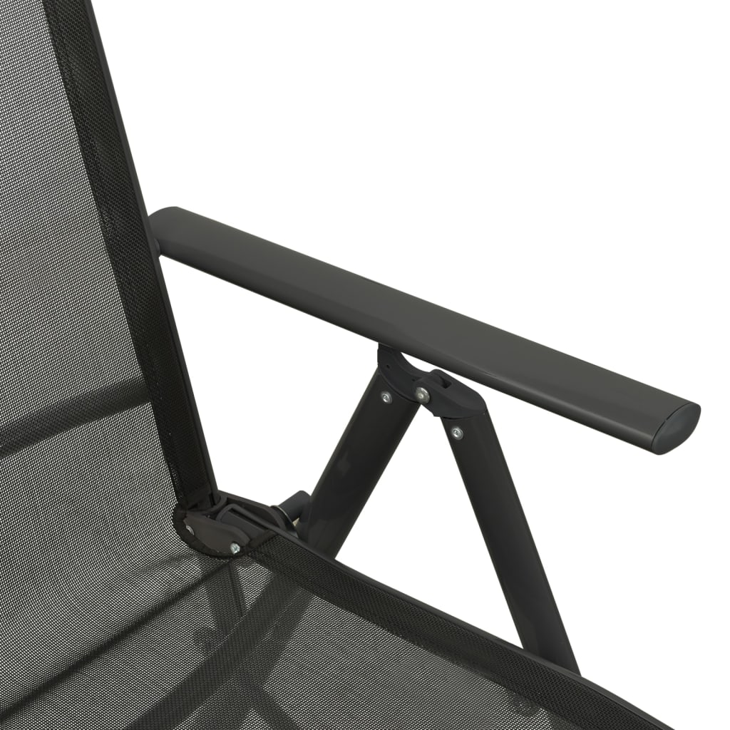 vidaXL Garten-Liegestühle 2 Stk. Textilene und Aluminium Schwarz