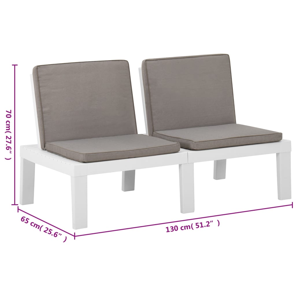 vidaXL 6-tlg. Garten-Lounge-Set mit Auflagen Kunststoff Weiß