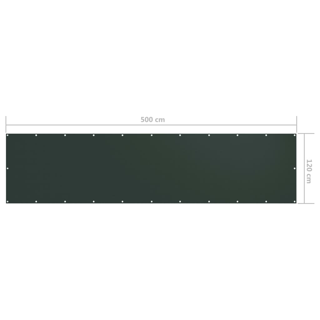 vidaXL Balkon-Sichtschutz Dunkelgrün 120x500 cm Oxford-Gewebe
