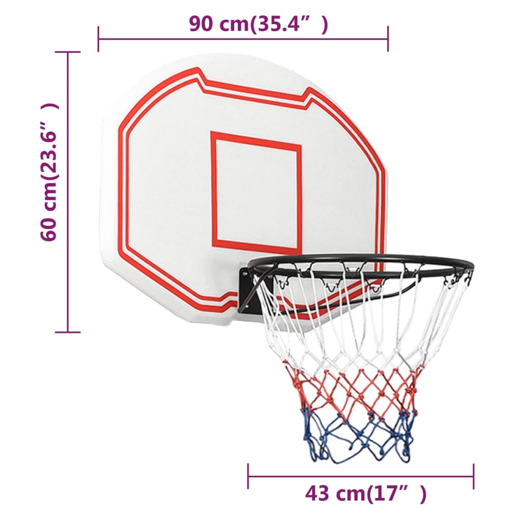 vidaXL Basketballkorb Weiß 90x60x2 cm Polyethylen