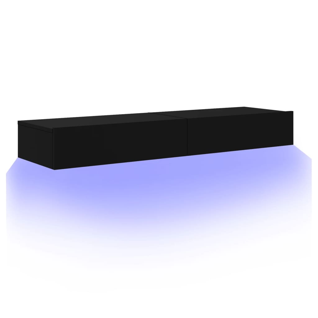 vidaXL TV-Schränke mit LED-Leuchten 2 Stk. Schwarz 60x35x15,5 cm