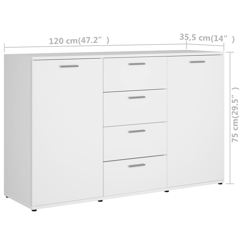 vidaXL Sideboard Weiß 120x35,5x75 cm Holzwerkstoff