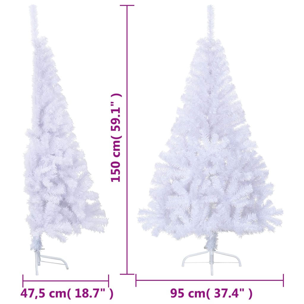 vidaXL Künstlicher Halb-Weihnachtsbaum mit Ständer Weiß 150 cm PVC