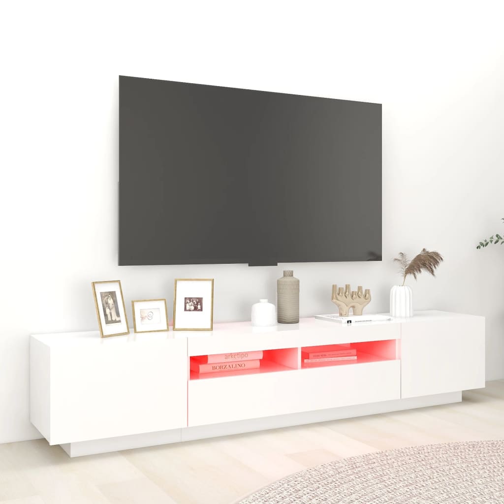 vidaXL TV-Schrank mit LED-Leuchten Weiß 200x35x40 cm
