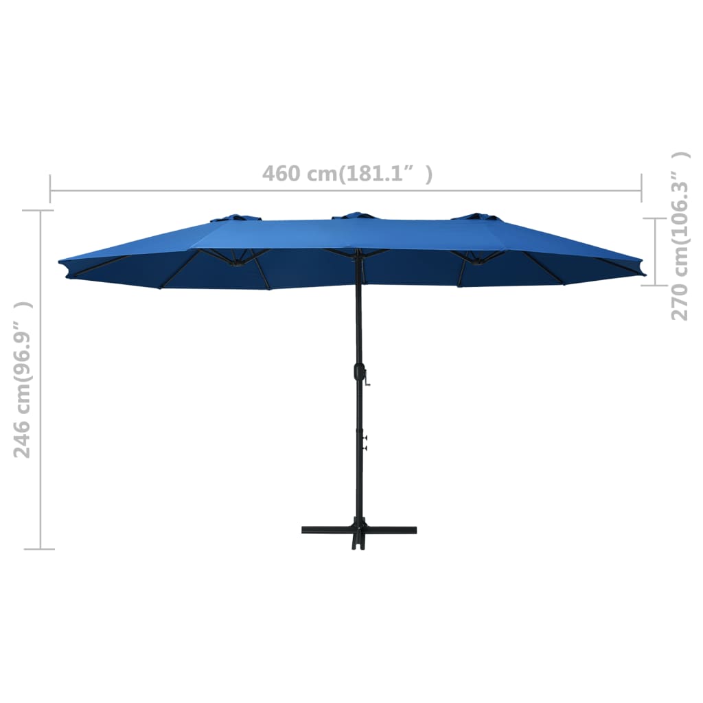 vidaXL Sonnenschirm mit Aluminium-Mast 460x270 cm Blau