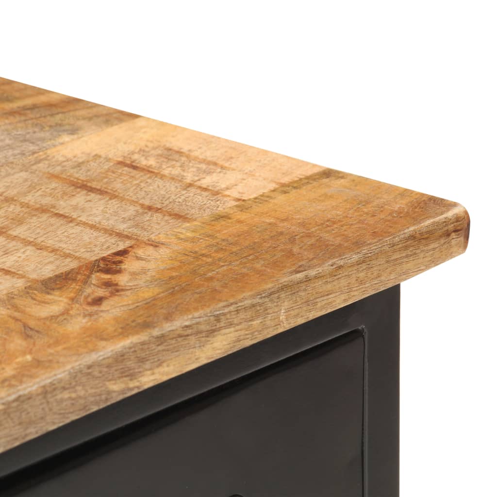 vidaXL Sideboard 110x30x65 cm Raues Mango-Massivholz und Stahl