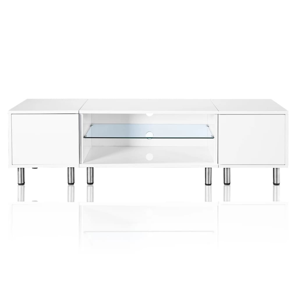 TV Tisch hochglanz weiß mit LEDs 160 cm