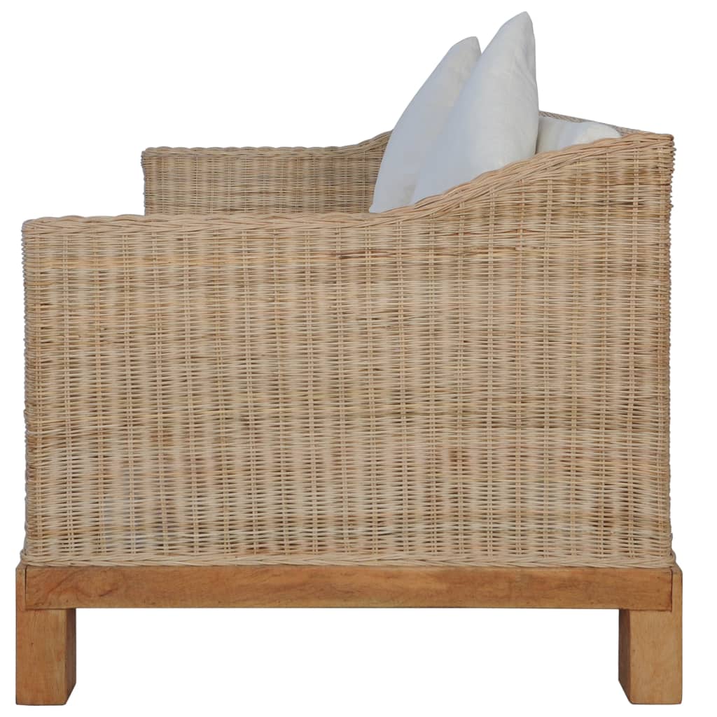 vidaXL 2-Sitzer-Sofa mit Auflagen Natur Rattan