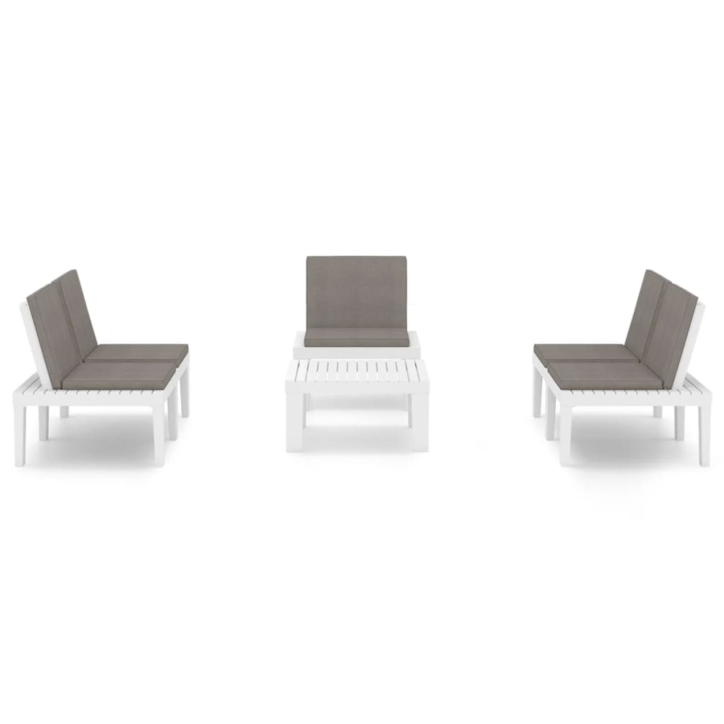 vidaXL 4-tlg. Garten-Lounge-Set mit Kissen Kunststoff Weiß