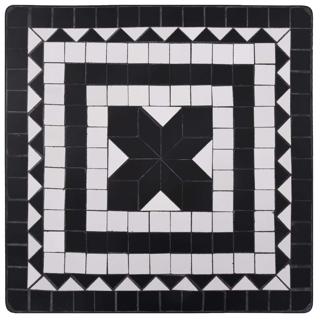 vidaXL Mosaik-Bistrotisch Schwarz und Weiß 60 cm Keramik