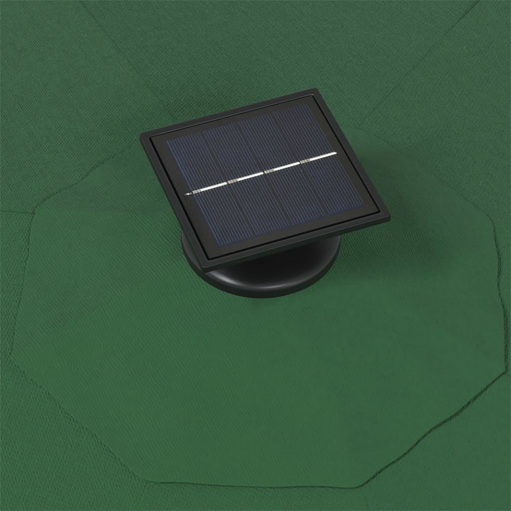 vidaXL Sonnenschirm Wandmontage mit LEDs und Metallmast 300 cm Grün