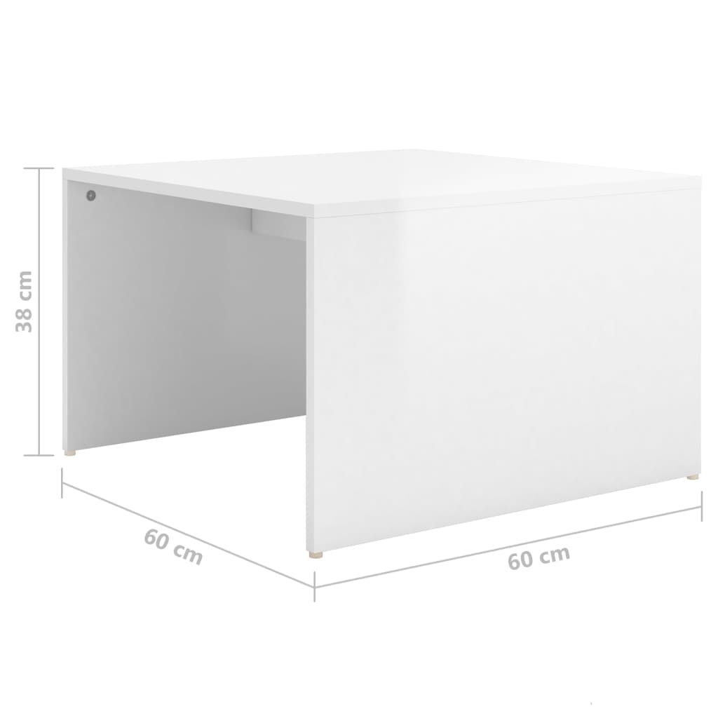 vidaXL 3-tlg. Satztisch-Set Hochglanz-Weiß 60x60x38 cm Spanplatte