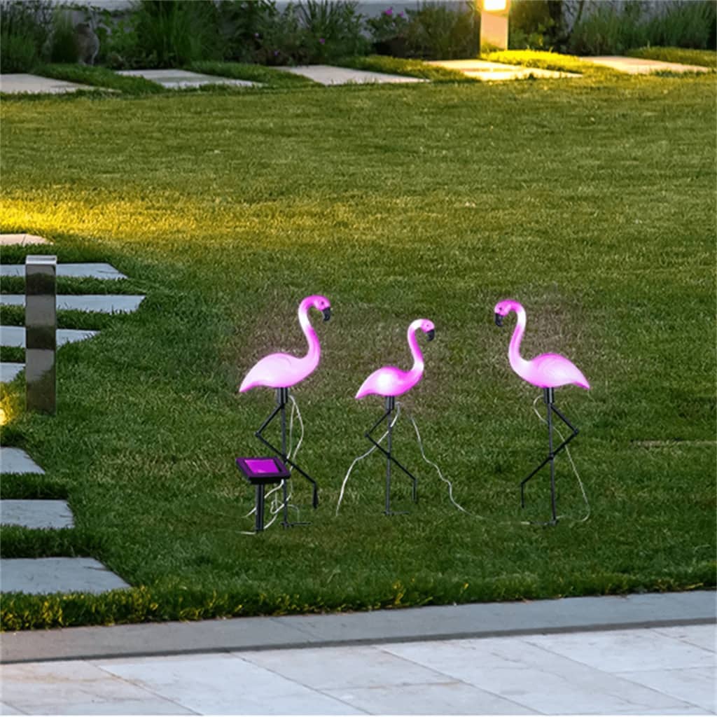 HI Solar LED Gartenleuchten Flamingo 3-tlg.