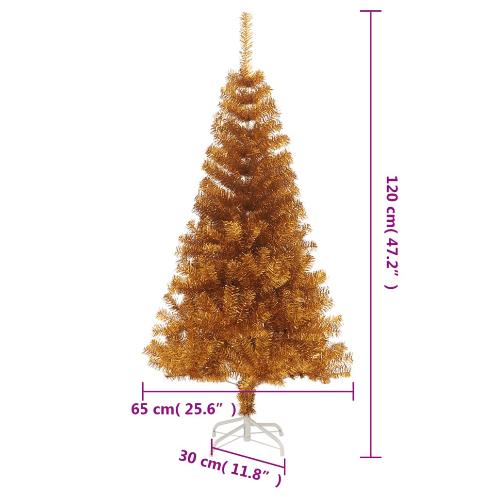vidaXL Künstlicher Weihnachtsbaum mit Ständer Gold 120 cm PET