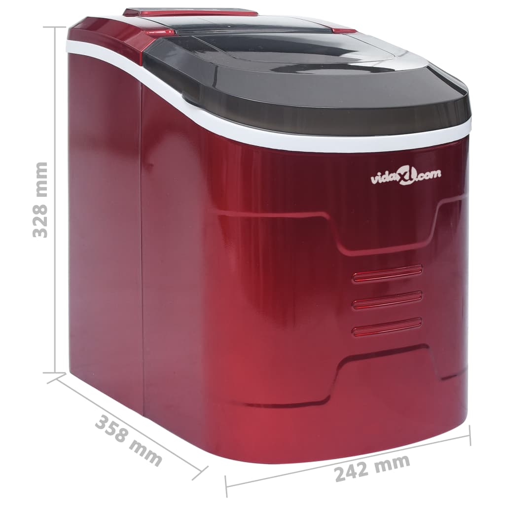 vidaXL Eiswürfelbereiter Rot 2,4 L 15 kg / 24 h