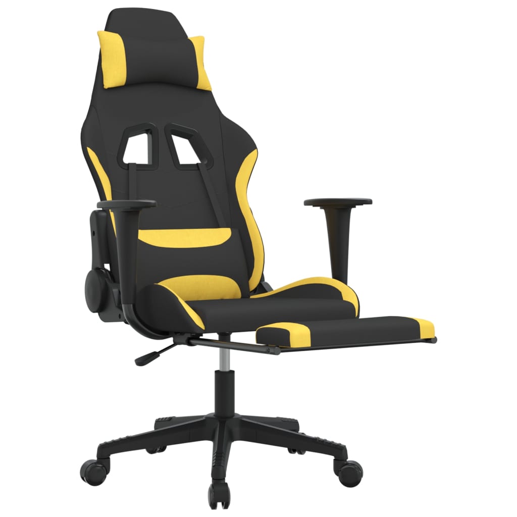 vidaXL Gaming-Stuhl mit Massage & Fußstütze Schwarz und Gelb Stoff