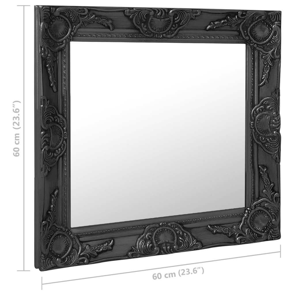 vidaXL Wandspiegel im Barock-Stil 60x60 cm Schwarz