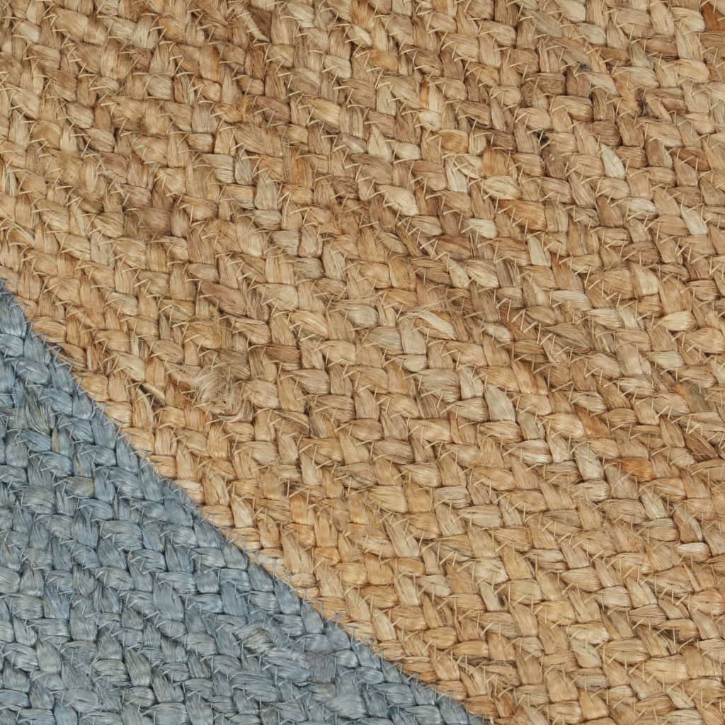 vidaXL Teppich Handgefertigt Jute mit Olivgrünem Rand 90 cm