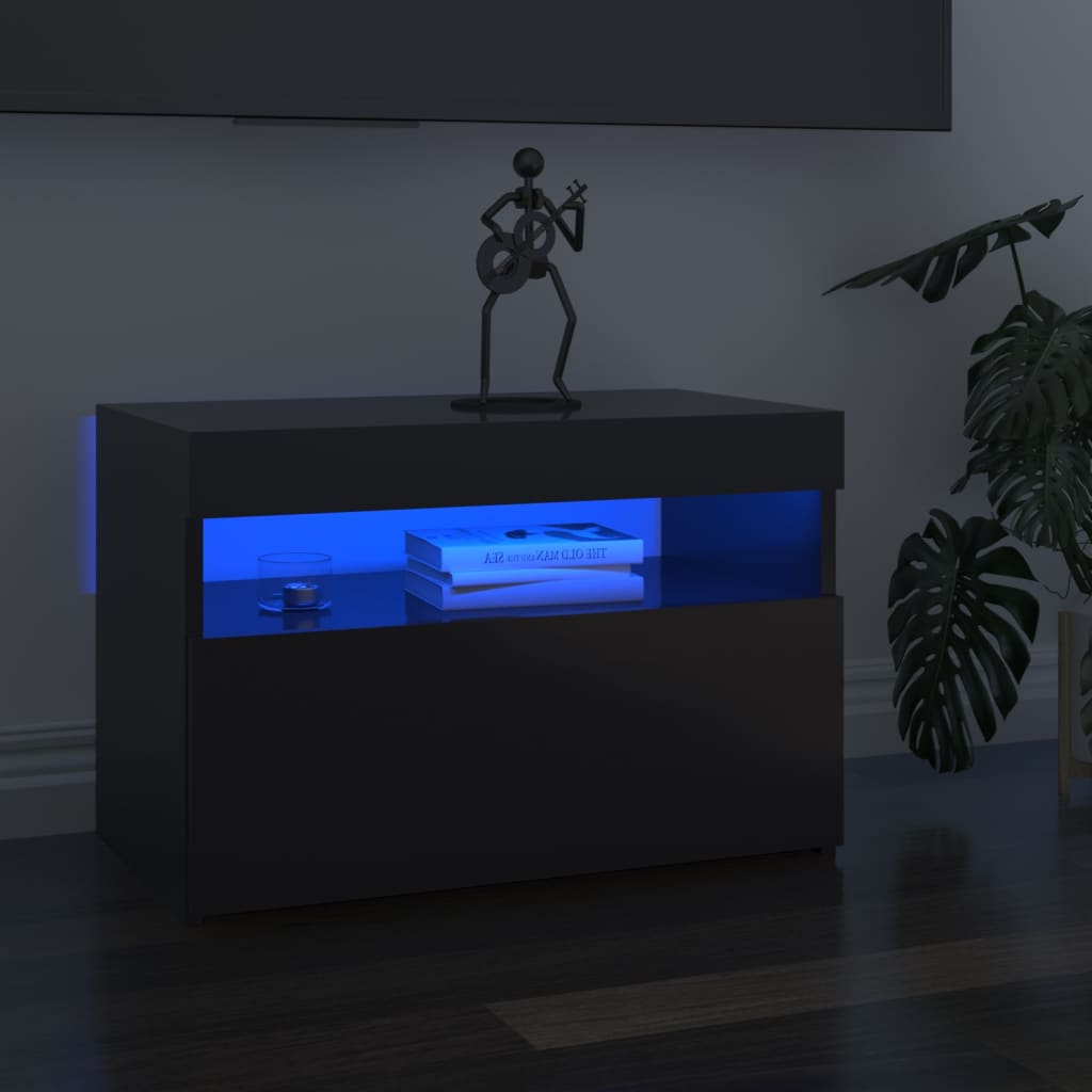 vidaXL TV-Schränke mit LED-Leuchten 2 Stk. Hochglanz-Grau 60x35x40 cm