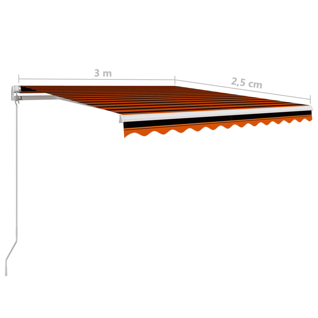 vidaXL Einziehbare Markise Handbetrieben 300 x 250 cm Orange und Braun