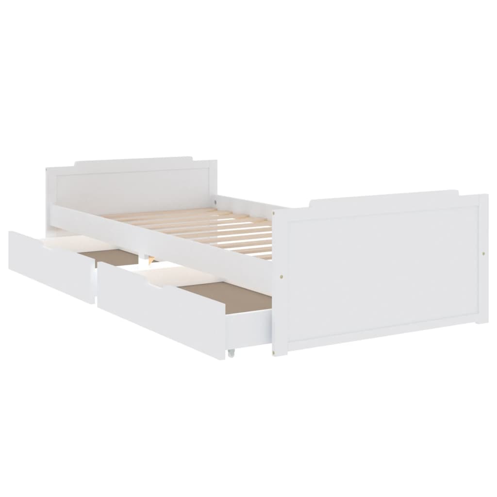 vidaXL Massivholzbett mit Schubladen Weiß Kiefer 90x200 cm