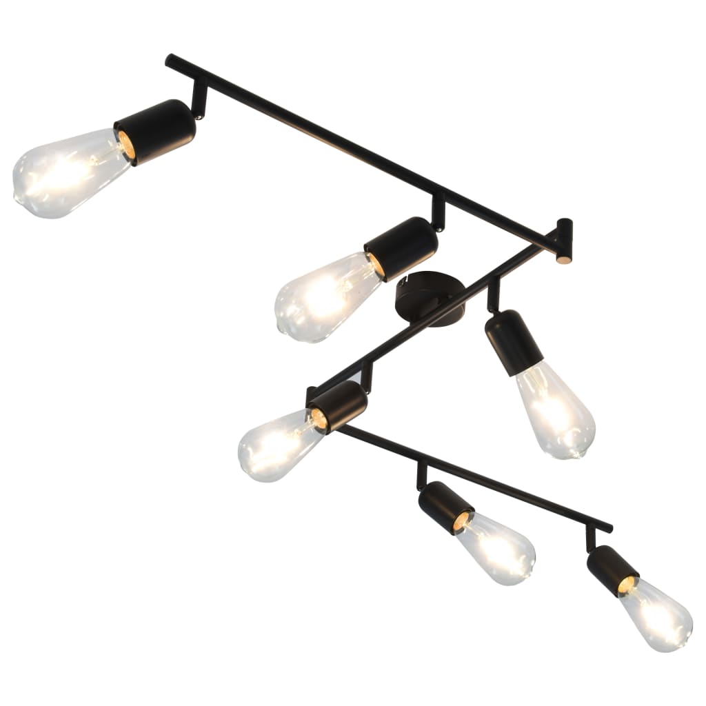 vidaXL 6-Wege-Spotlicht mit Glühlampen 2 W Schwarz 30 cm E27