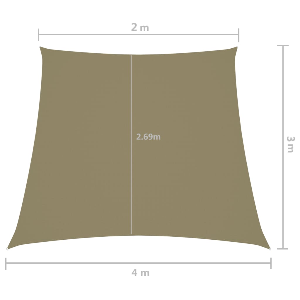 vidaXL Sonnensegel Oxford-Gewebe Trapezförmig 2/4x3 m Beige