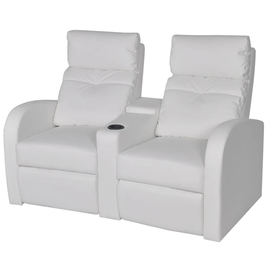 vidaXL Relaxsessel 2-Sitzer mit LED Kunstleder Weiß