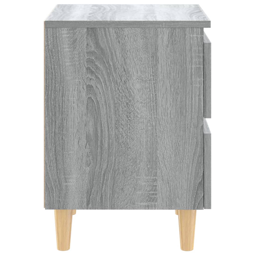 vidaXL Nachttisch mit Massivholz-Beinen 2 Stk. Grau Sonoma 40x35x50cm