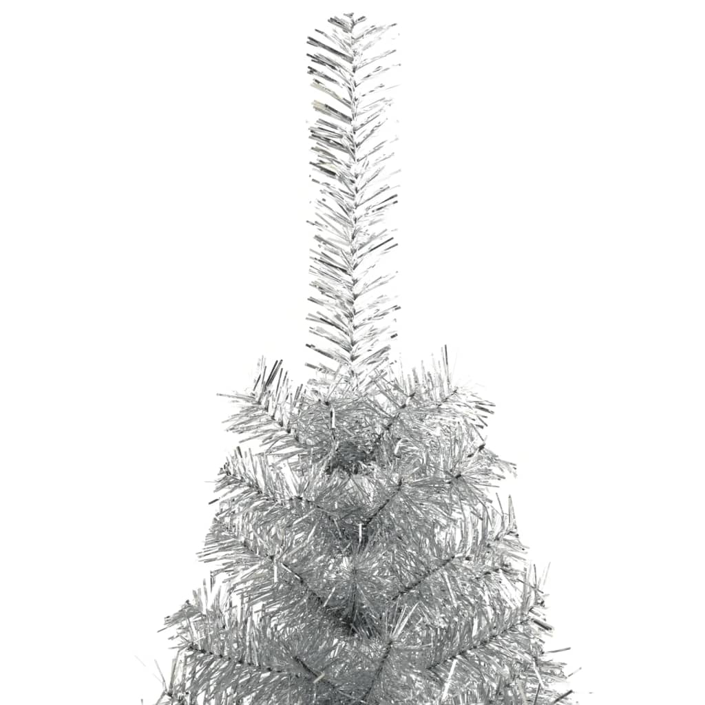 vidaXL Künstlicher Halb-Weihnachtsbaum mit Ständer Silber 120 cm PET