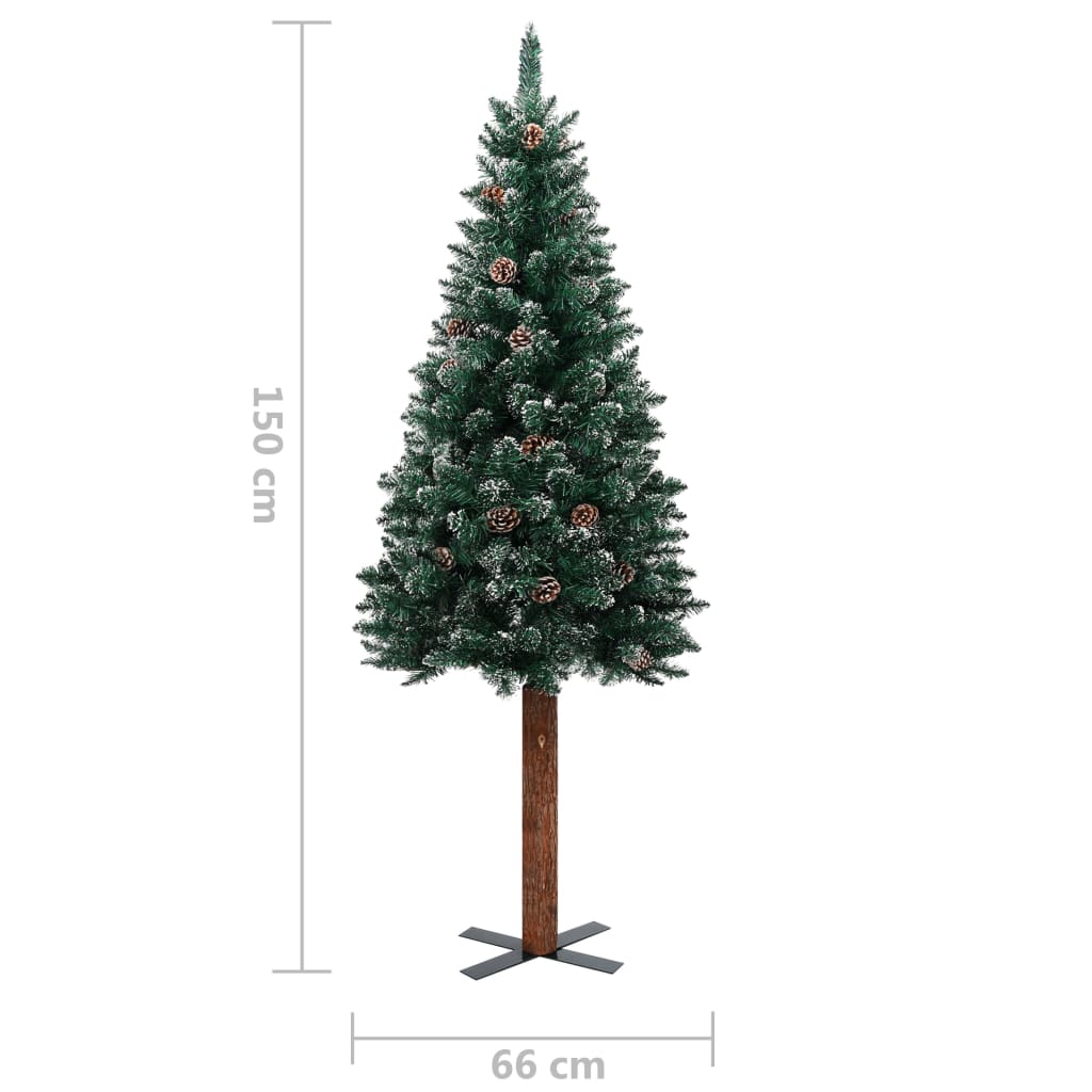 vidaXL Weihnachtsbaum Schlank mit Beleuchtung & Kugeln Grün 150 cm