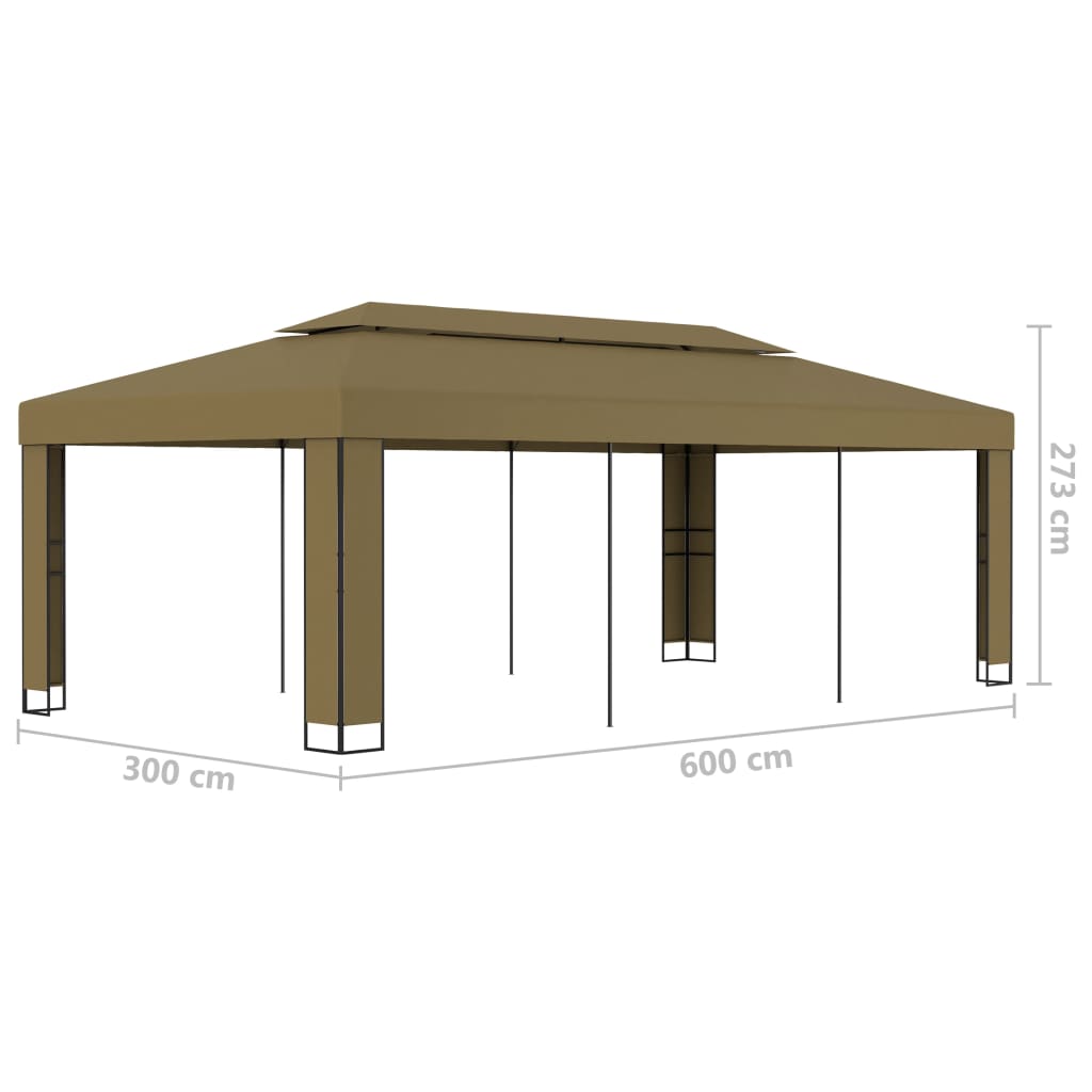 vidaXL Pavillon mit Doppeldach 3x6 m Taupe 180 g/m²